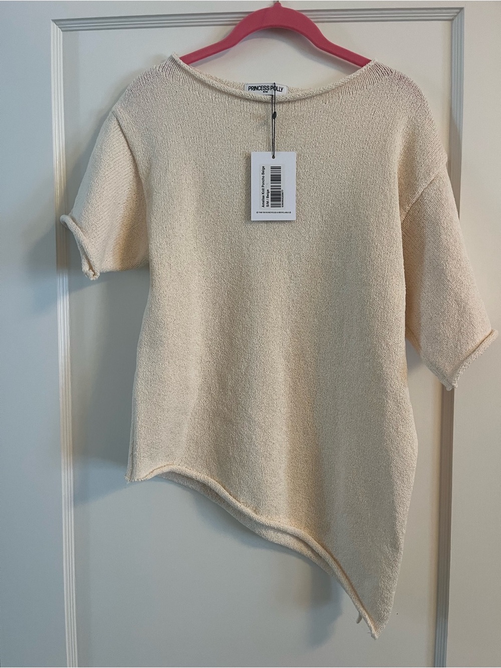 Princess Polly Ivory Off-Shoulder Asymmetric Knit Sweater